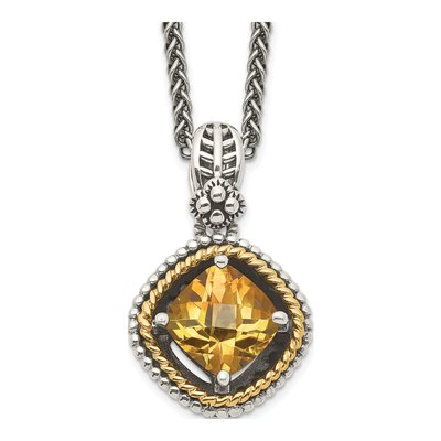 Sterling Silver & 14K Gold Citrine Pendant Necklace