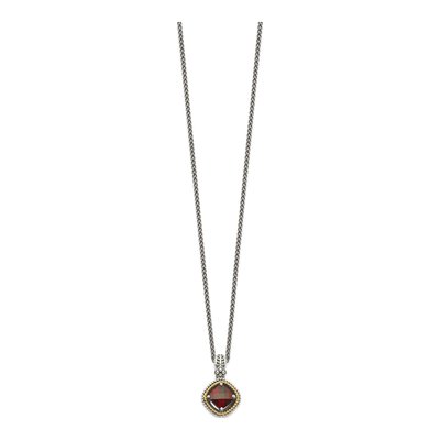 Sterling Silver & 14K Gold Garnet Checkerboard Pendant Necklace – view 3