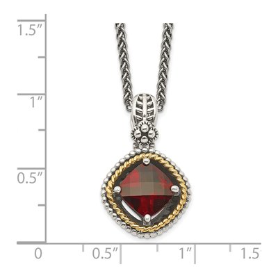 Sterling Silver & 14K Gold Garnet Checkerboard Pendant Necklace – view 4