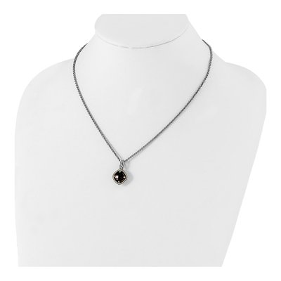 Sterling Silver & 14K Gold Garnet Checkerboard Pendant Necklace – view 5