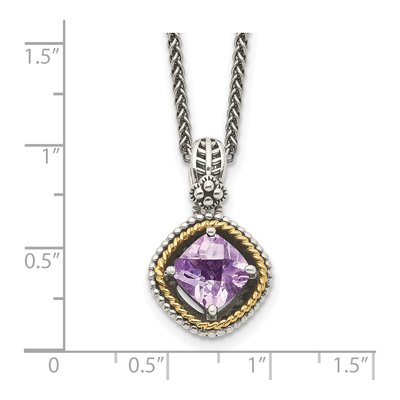 Sterling Silver & 14K Gold Rose de France Amethyst Pendant Necklace – view 4