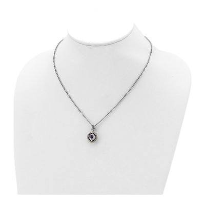 Sterling Silver & 14K Gold Rose de France Amethyst Pendant Necklace – view 5