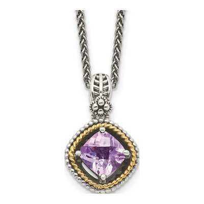 Sterling Silver & 14K Gold Rose de France Amethyst Pendant Necklace