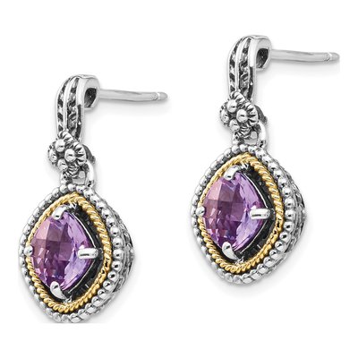 Sterling Silver & 14K Gold Amethyst Dangle Earrings – view 3