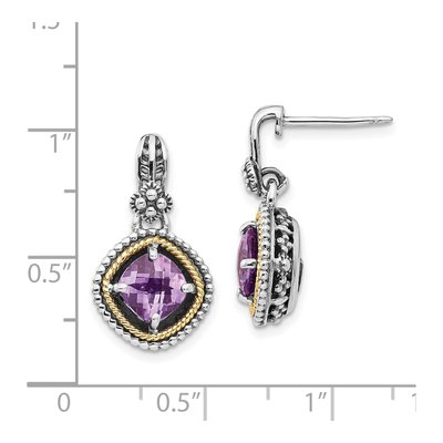 Sterling Silver & 14K Gold Amethyst Dangle Earrings – view 5