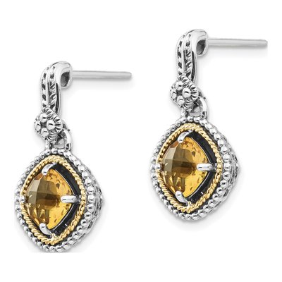 Sterling Silver & 14K Gold Citrine Dangle Earrings – view 3