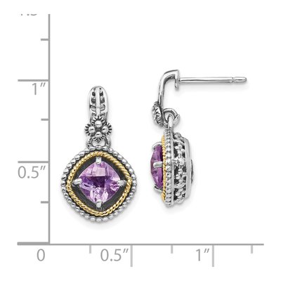 Sterling Silver & 14K Gold Rose de France Amethyst Dangle Earrings – view 4