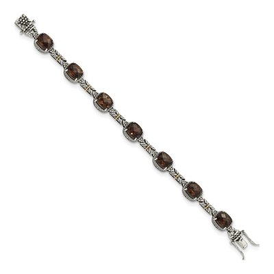 Sterling Silver & 14K Gold Smoky Quartz Bracelet – view 2