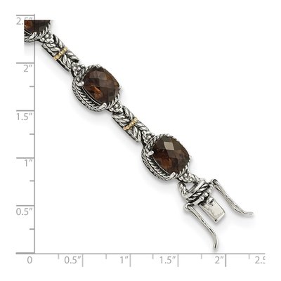 Sterling Silver & 14K Gold Smoky Quartz Bracelet – view 3