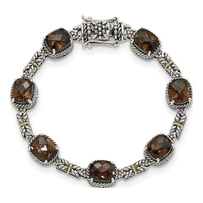 Sterling Silver & 14K Gold Smoky Quartz Bracelet – view 4