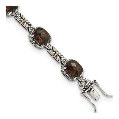 Sterling Silver & 14K Gold Smoky Quartz Bracelet