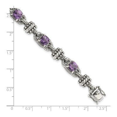 Sterling Silver & 14K Gold Amethyst Cushion Bracelet – view 3