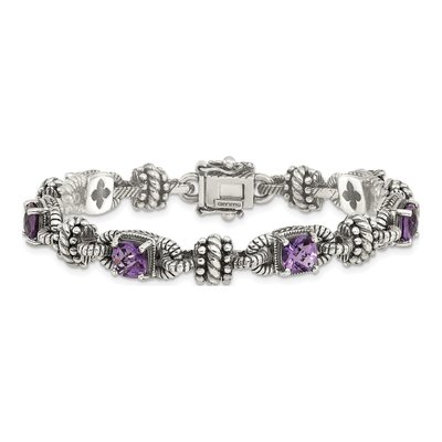 Sterling Silver & 14K Gold Amethyst Cushion Bracelet – view 4