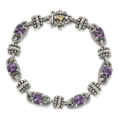 Sterling Silver & 14K Gold Amethyst Cushion Bracelet – view 5