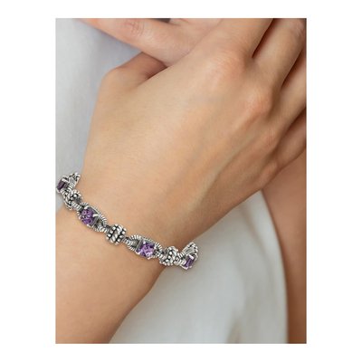 Sterling Silver & 14K Gold Amethyst Cushion Bracelet – view 6