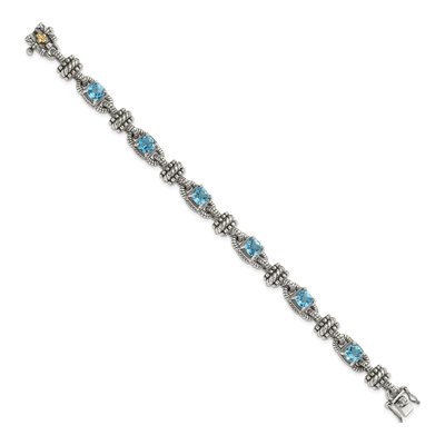 Sterling Silver & 14K Gold Swiss Blue Topaz Bracelet – view 2