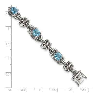 Sterling Silver & 14K Gold Swiss Blue Topaz Bracelet – view 3