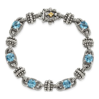 Sterling Silver & 14K Gold Swiss Blue Topaz Bracelet – view 5