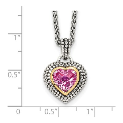 Sterling Silver & 14K Gold Heart Lab-Created Pink Sapphire Necklace – view 4