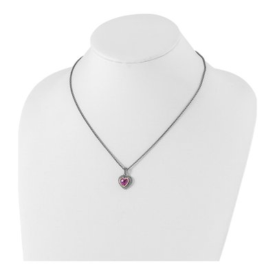 Sterling Silver & 14K Gold Heart Lab-Created Pink Sapphire Necklace – view 5