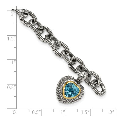 Sterling Silver & 14K Gold Swiss Blue Topaz Heart Bracelet – view 4