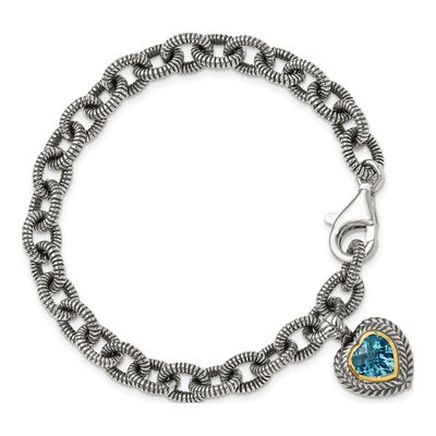 Sterling Silver & 14K Gold Swiss Blue Topaz Heart Bracelet – view 5