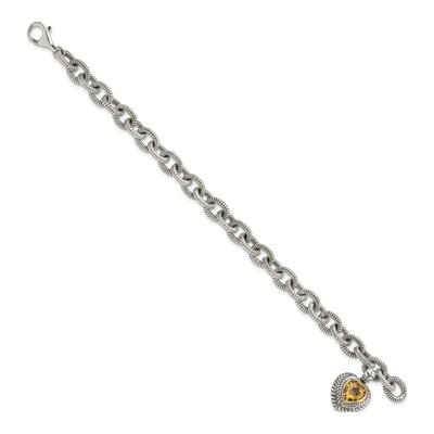Sterling Silver & 14K Gold Citrine Heart Bracelet – view 2
