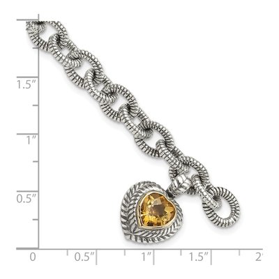 Sterling Silver & 14K Gold Citrine Heart Bracelet – view 3