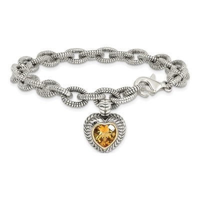 Sterling Silver & 14K Gold Citrine Heart Bracelet – view 4