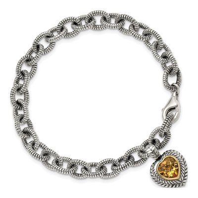 Sterling Silver & 14K Gold Citrine Heart Bracelet – view 5