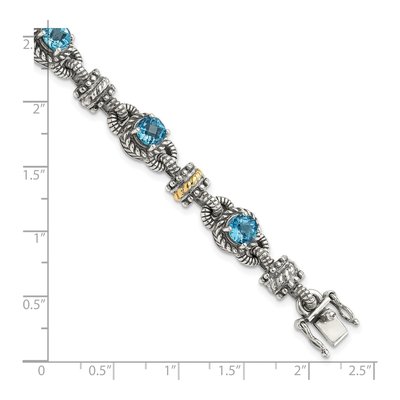 Sterling Silver & 14K Gold Swiss Blue Topaz Bracelet – view 3