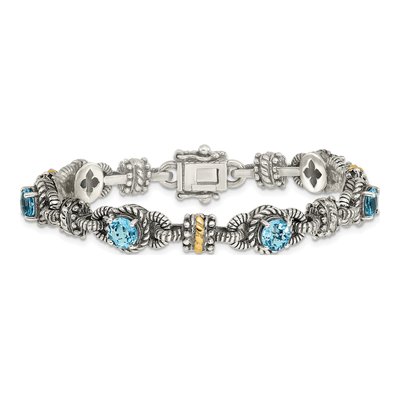 Sterling Silver & 14K Gold Swiss Blue Topaz Bracelet – view 4