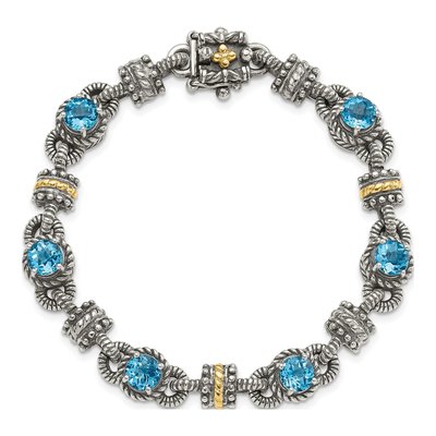 Sterling Silver & 14K Gold Swiss Blue Topaz Bracelet – view 5