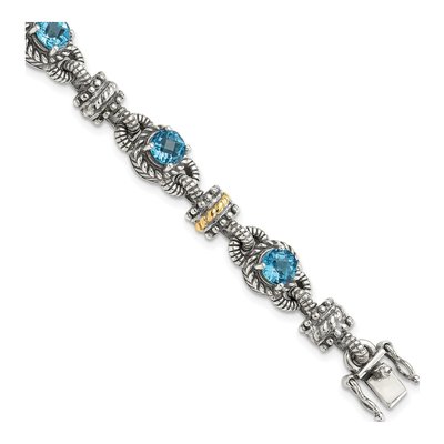 Sterling Silver & 14K Gold Swiss Blue Topaz Bracelet