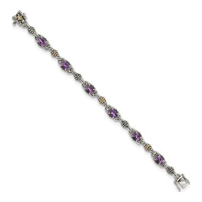 Sterling Silver & 14K Gold Amethyst Bracelet – view 2