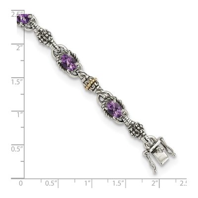 Sterling Silver & 14K Gold Amethyst Bracelet – view 3