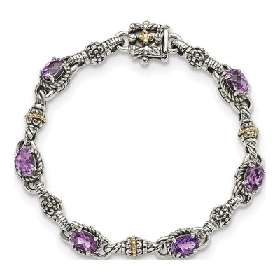 Sterling Silver & 14K Gold Amethyst Bracelet – view 4