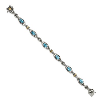 Sterling Silver & 14K Gold Swiss Blue Topaz Bracelet – view 2