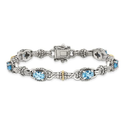 Sterling Silver & 14K Gold Swiss Blue Topaz Bracelet – view 3