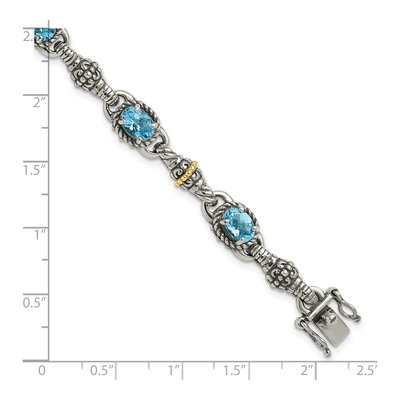 Sterling Silver & 14K Gold Swiss Blue Topaz Bracelet – view 4