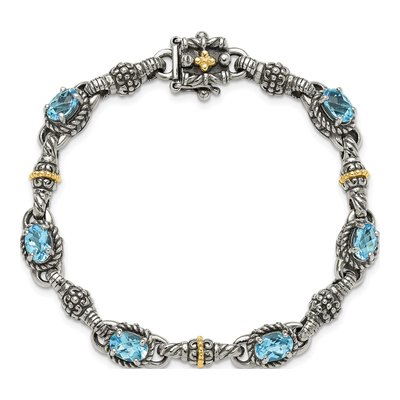 Sterling Silver & 14K Gold Swiss Blue Topaz Bracelet – view 5