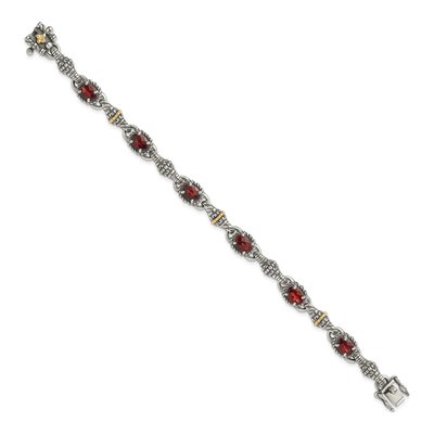 Sterling Silver & 14K Gold Garnet Bracelet – view 2