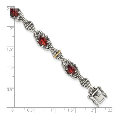 Sterling Silver & 14K Gold Garnet Bracelet – view 3