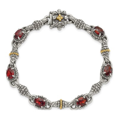 Sterling Silver & 14K Gold Garnet Bracelet – view 5