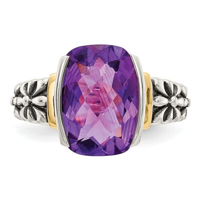 Sterling Silver & 14K Gold Amethyst Ring – view 6