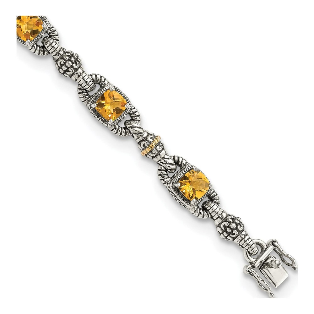 Sterling Silver & 14K Gold Citrine Bracelet