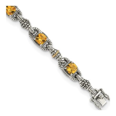 Sterling Silver & 14K Gold Citrine Bracelet