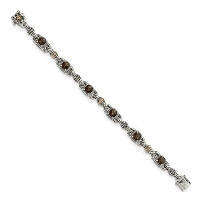 Sterling Silver & 14K Gold Smoky Quartz Bracelet – view 2