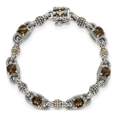 Sterling Silver & 14K Gold Smoky Quartz Bracelet – view 4