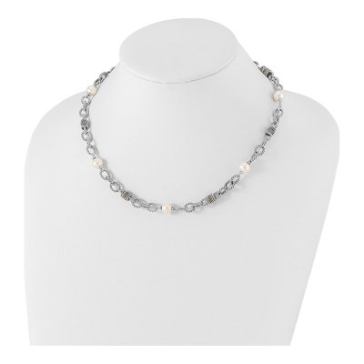 Sterling Silver & 14K Gold Freshwater Cultured Pearl Necklace – view 4